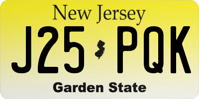NJ license plate J25PQK