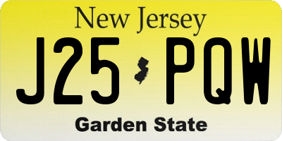 NJ license plate J25PQW