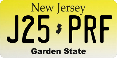 NJ license plate J25PRF