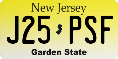 NJ license plate J25PSF