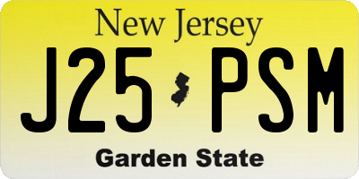 NJ license plate J25PSM