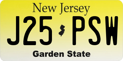 NJ license plate J25PSW
