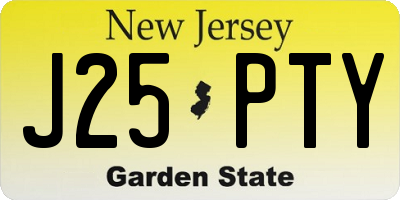 NJ license plate J25PTY