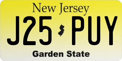 NJ license plate J25PUY