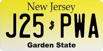 NJ license plate J25PWA
