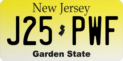 NJ license plate J25PWF