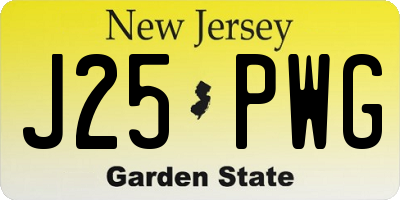 NJ license plate J25PWG