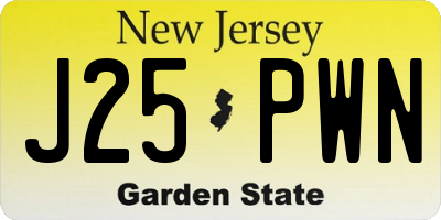 NJ license plate J25PWN