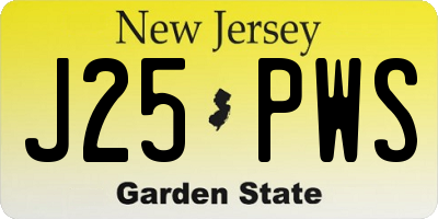 NJ license plate J25PWS