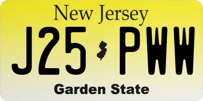 NJ license plate J25PWW