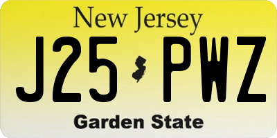 NJ license plate J25PWZ