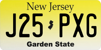 NJ license plate J25PXG