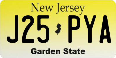 NJ license plate J25PYA
