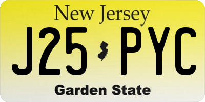 NJ license plate J25PYC
