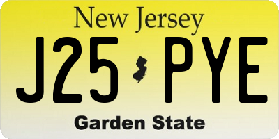 NJ license plate J25PYE