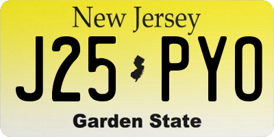NJ license plate J25PYO