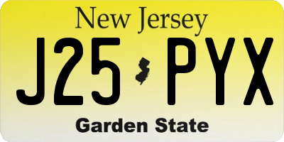 NJ license plate J25PYX