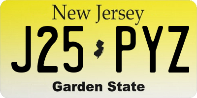 NJ license plate J25PYZ
