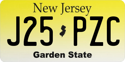 NJ license plate J25PZC