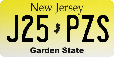 NJ license plate J25PZS