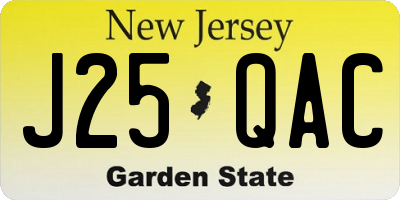 NJ license plate J25QAC