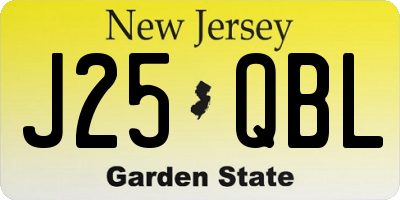 NJ license plate J25QBL