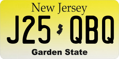 NJ license plate J25QBQ