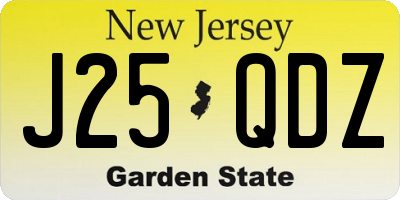 NJ license plate J25QDZ