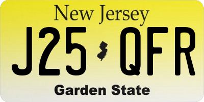 NJ license plate J25QFR