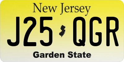 NJ license plate J25QGR