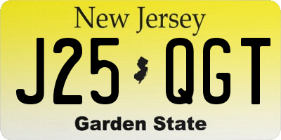 NJ license plate J25QGT