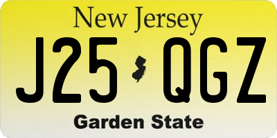 NJ license plate J25QGZ