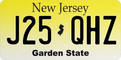 NJ license plate J25QHZ