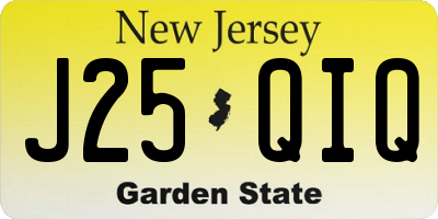 NJ license plate J25QIQ