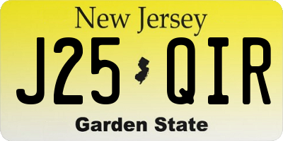 NJ license plate J25QIR