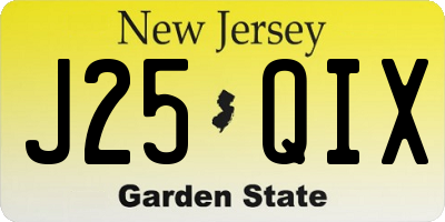 NJ license plate J25QIX