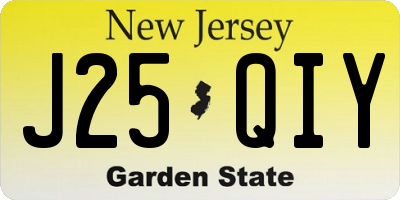 NJ license plate J25QIY