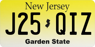 NJ license plate J25QIZ