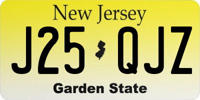 NJ license plate J25QJZ