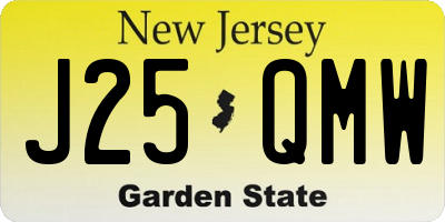 NJ license plate J25QMW
