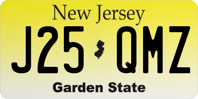 NJ license plate J25QMZ
