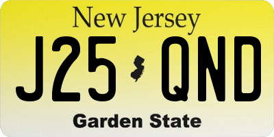 NJ license plate J25QND