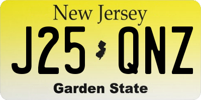 NJ license plate J25QNZ