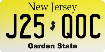 NJ license plate J25QOC