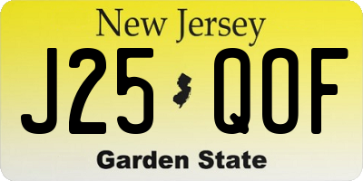 NJ license plate J25QOF