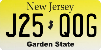 NJ license plate J25QOG
