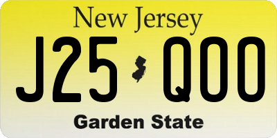 NJ license plate J25QOO