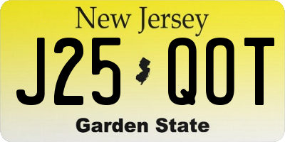 NJ license plate J25QOT