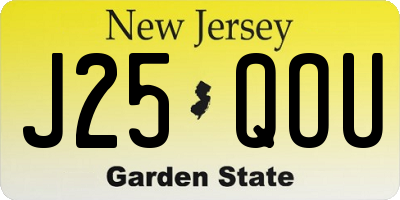 NJ license plate J25QOU