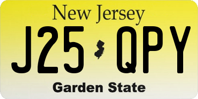 NJ license plate J25QPY